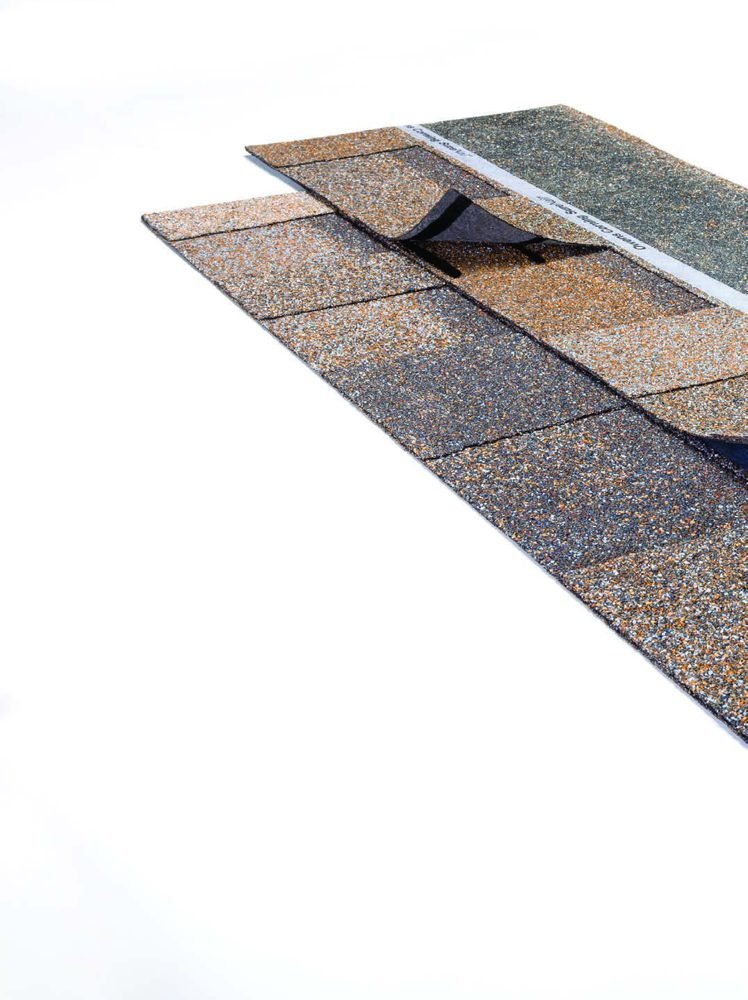 Close-up of the SureNail strip on a shingle